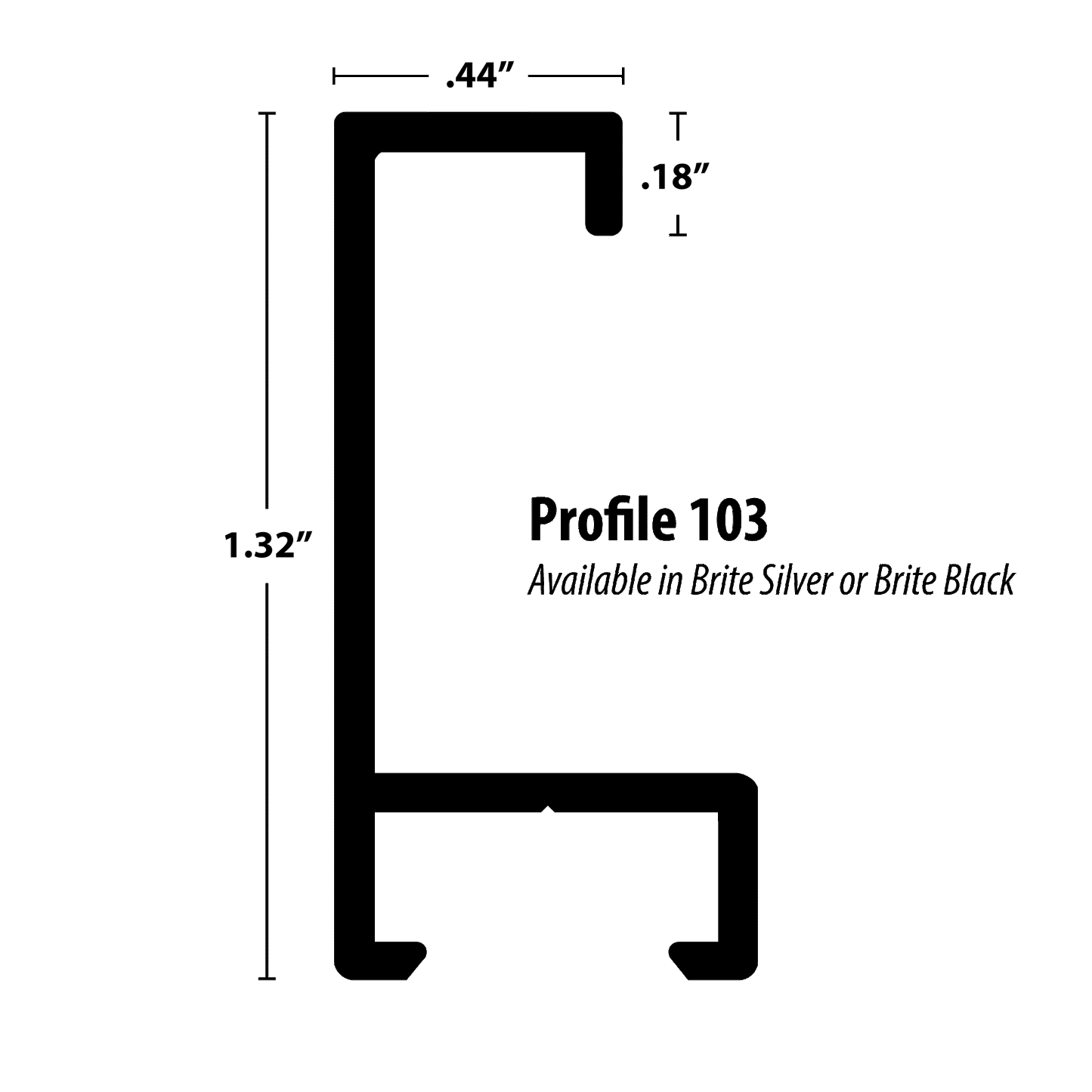 Frameware LLC Aluminum Moulding Aluminum Moulding Chops | Profile 103 | Brite Silver