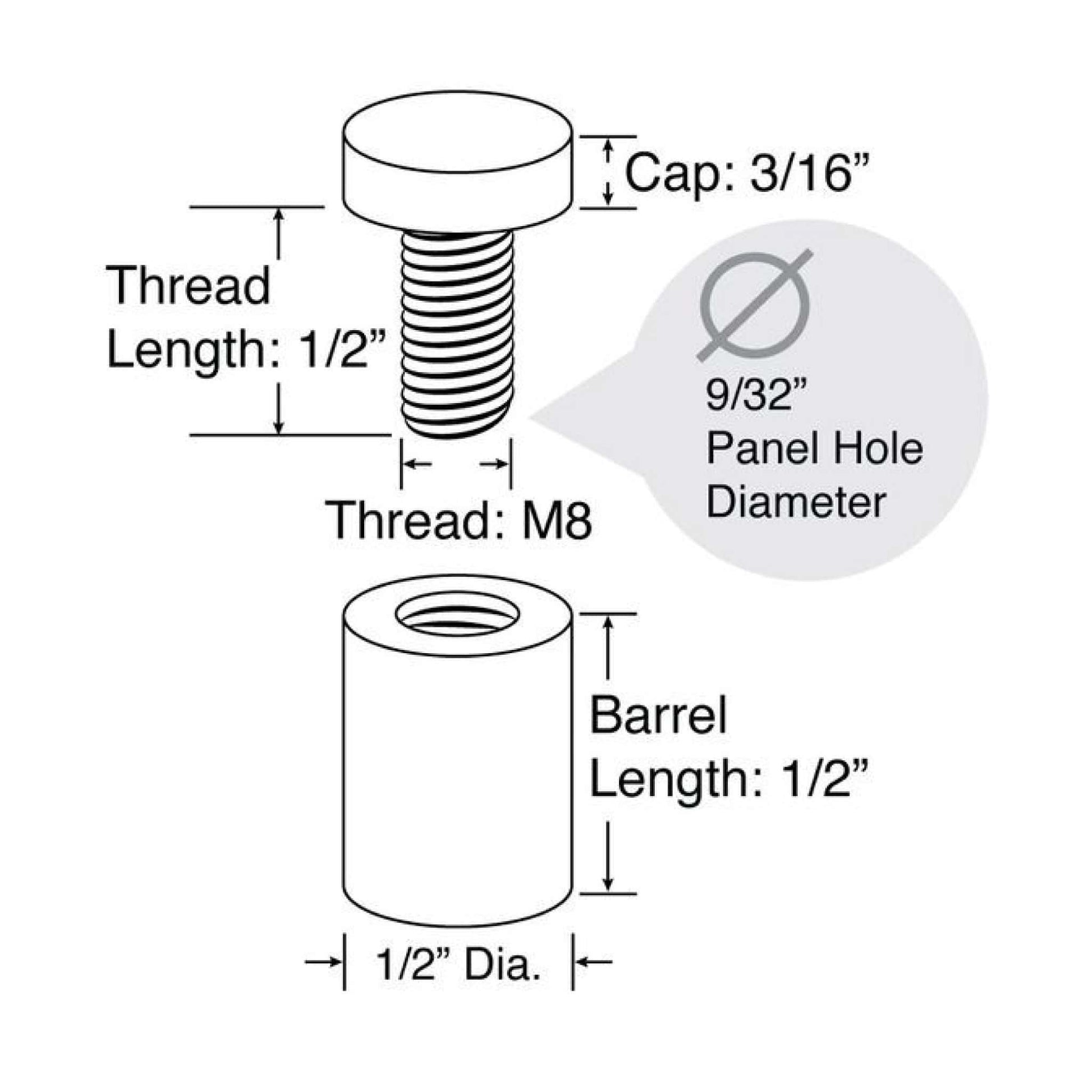 Frameware LLC Eco Lite Standoffs 1/2" Diameter Eco Lite Standoff