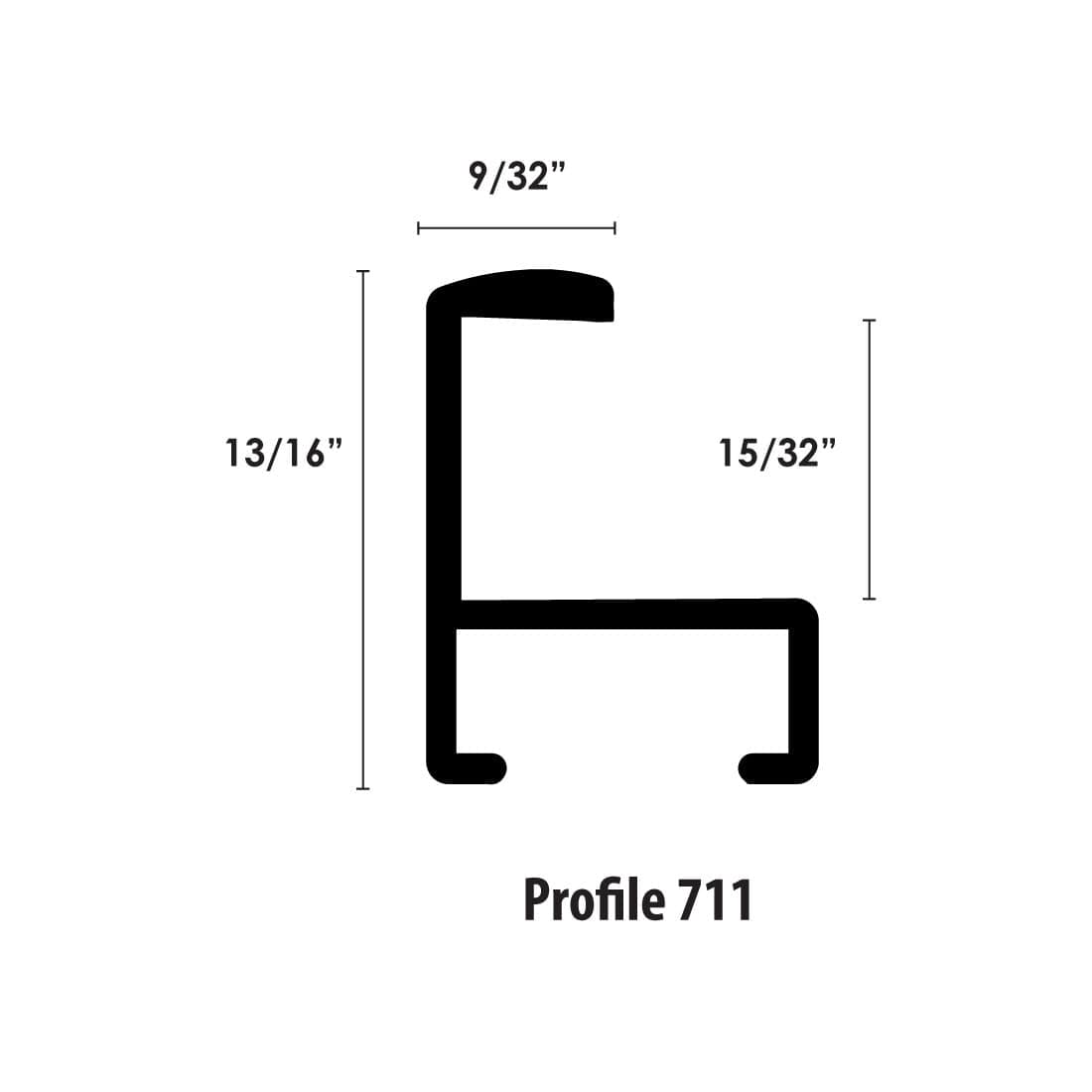 Frameware LLC Aluminum Moulding Aluminum Moulding Chops | Profile 711 | Satin Black