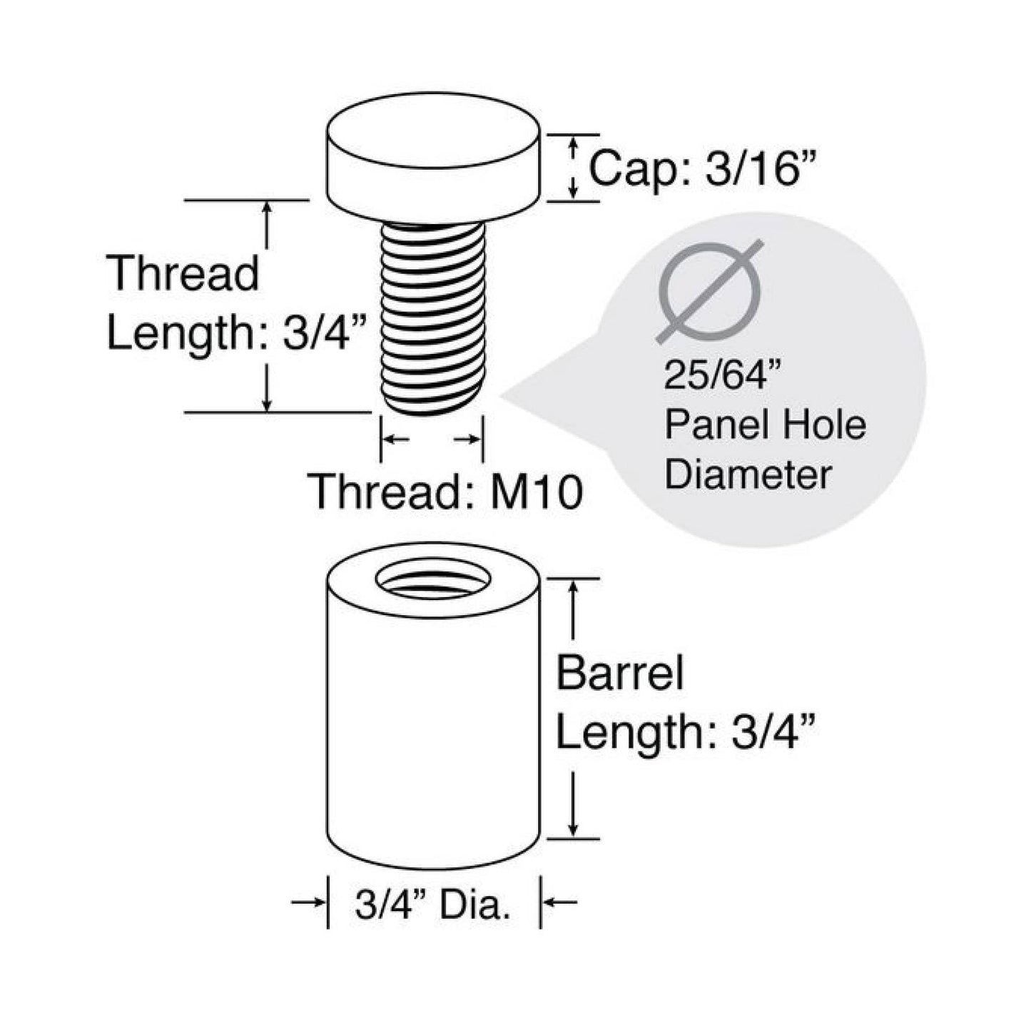 Frameware LLC Eco Lite Standoffs 3/4" Diameter Eco Lite Standoff